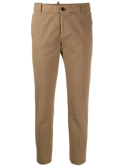 Shop Dsquared2 Slim Fit Trousers In Neutrals