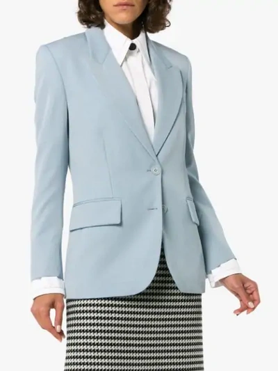 Shop Stella Mccartney Single Breasted Wool Blazer Jacket - Blue