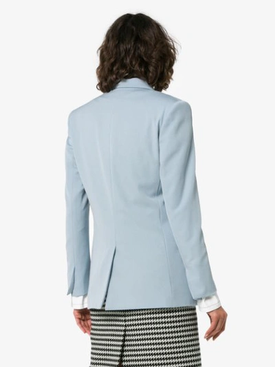 Shop Stella Mccartney Single Breasted Wool Blazer Jacket - Blue