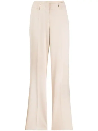 Shop Cambio Creased Straight Leg Trousers In Neutrals