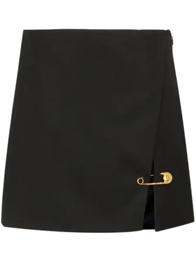 Shop Versace Safety-pin Mini Skirt In Black