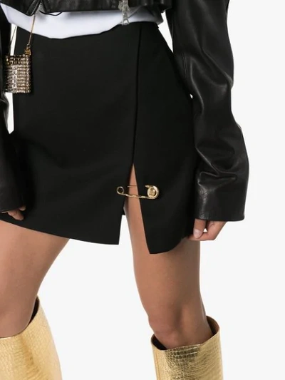 Shop Versace Safety-pin Mini Skirt In Black