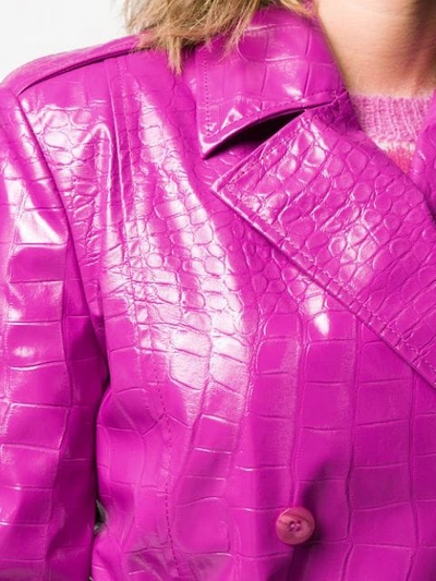 Pinko Crocodile Embossed Trench Coat in Purple