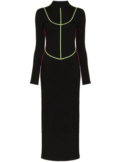 Shop Kirin Peggy Gou Contrast-piping Maxi Dress In Black
