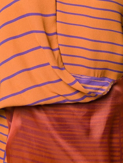 Shop Chalayan Layered Organza Striped Dress In Brown
