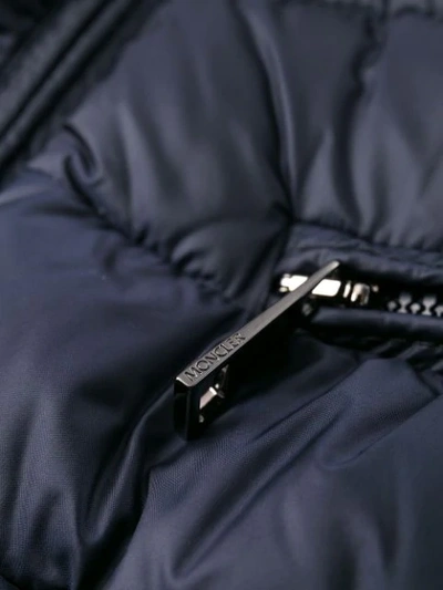 Shop Moncler Knitted Sleeve Padded Jacket In Blue