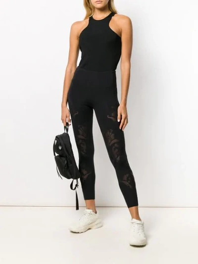 Shop Pinko Stencil Cut Leggings In Black