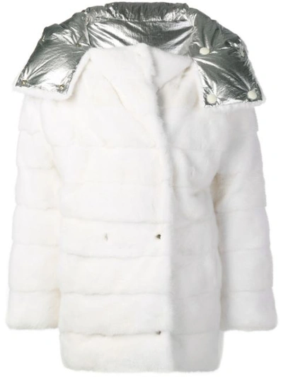 Shop Yves Salomon Oversized Fur Parka - White