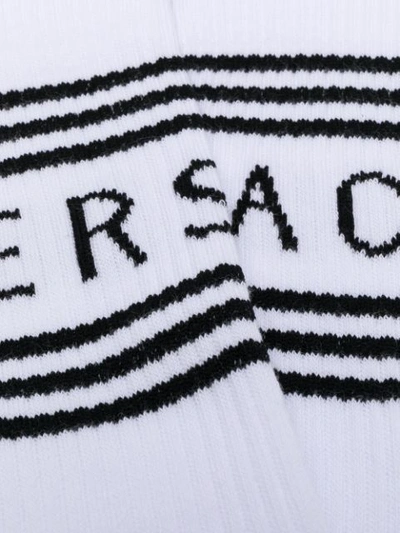 Shop Versace Jacquard Logo Knit Socks - White