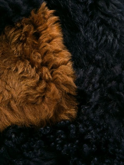 Shop Marni Colour Block Fur Coat In Y5745 Navy/tobacco