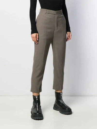 Shop Rick Owens Cropped Tailored Trousers In Grey