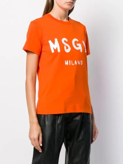 Shop Msgm Logo Printed T-shirt In Orange