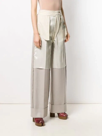 Shop Mm6 Maison Margiela Inside-out Wide Leg Trousers In Neutrals