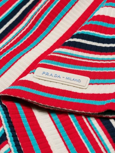 Shop Prada Striped Rib Knit Turtleneck Sweater - Red