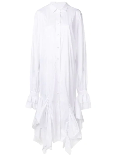 MILLA MILLA RUFFLED SHIRT DRESS - 白色