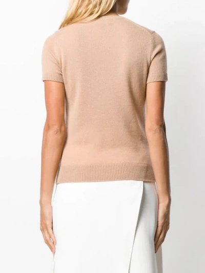 Shop Theory Short Sleeved Knit Jumper In Neutrals