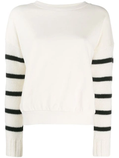 Shop Semicouture Knitted Sleeve Sweatshirt In White