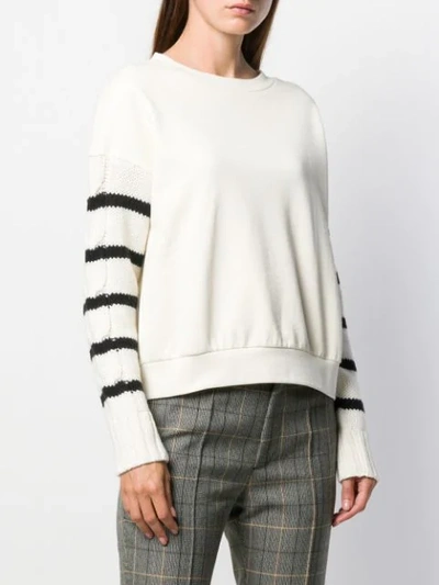 Shop Semicouture Knitted Sleeve Sweatshirt In White
