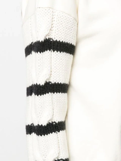 Shop Semicouture Knitted Sleeve Sweatshirt In White