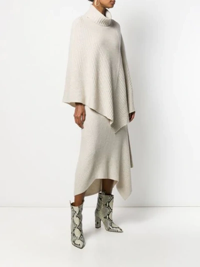 Shop Pringle Of Scotland Short-length Ribbed Poncho In Neutrals