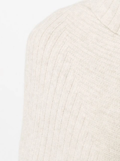 Shop Pringle Of Scotland Short-length Ribbed Poncho In Neutrals