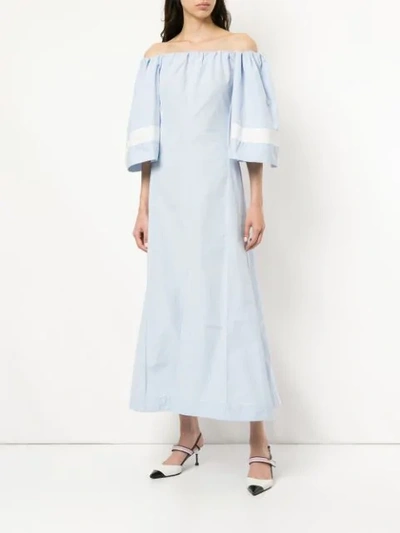 Shop Eudon Choi Off-the-shoulder Midi Dress - Blue