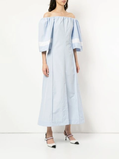 Shop Eudon Choi Off-the-shoulder Midi Dress - Blue