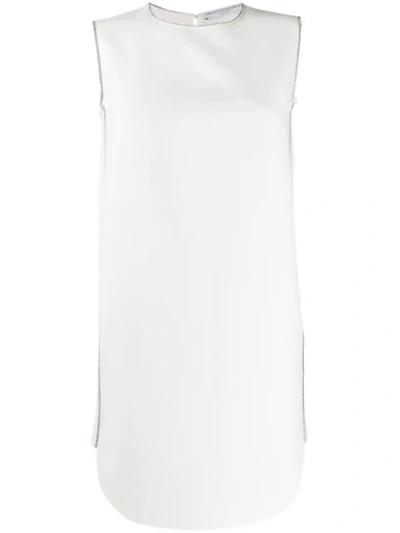 Shop Ermanno Scervino Rhinestone Trim Shift Dress In White