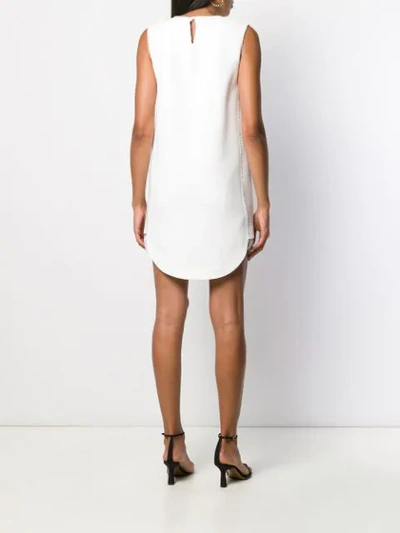 Shop Ermanno Scervino Rhinestone Trim Shift Dress In White