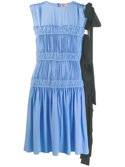 Shop N°21 Micro Pleated Mini Dress In Blue