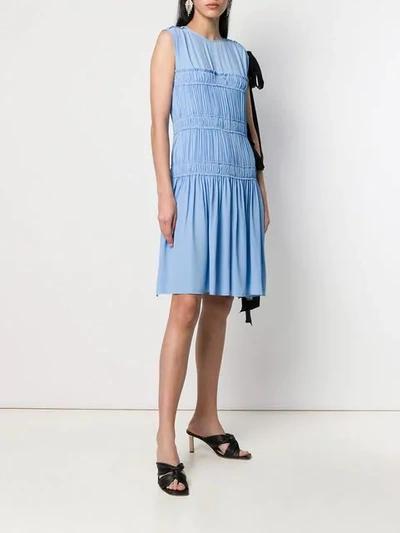 Shop N°21 Micro Pleated Mini Dress In Blue
