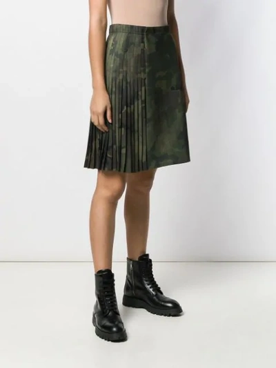 Shop Ermanno Scervino Pleated Camouflage Print Skirt In Green