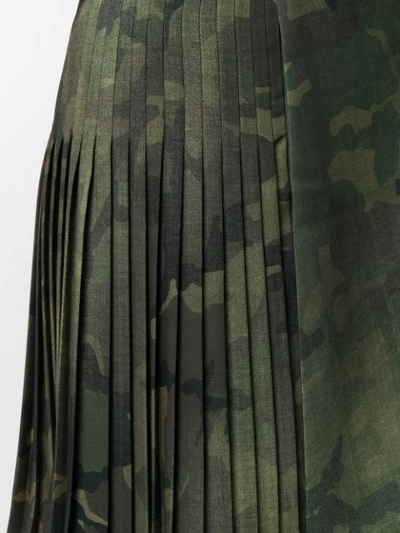 Shop Ermanno Scervino Pleated Camouflage Print Skirt In Green