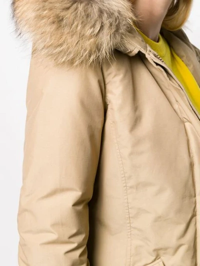 Shop Woolrich Hooded Parka Coat In Neutrals