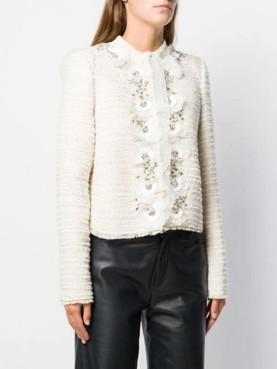 Shop Giambattista Valli Embellished Tweed Jacket In Neutrals