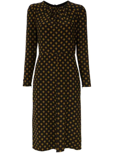 Shop Andrea Marques Printed Longsleeved Dress - Brown