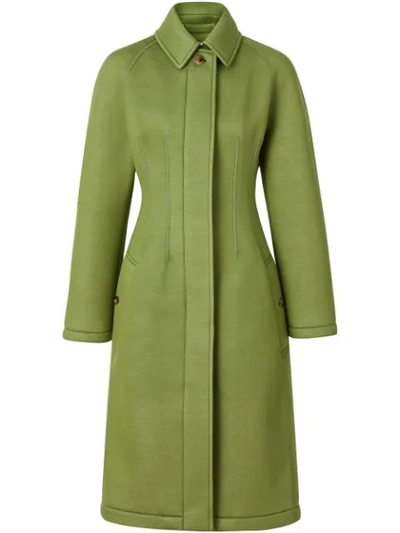 Shop Burberry Bonded Neoprene Tailored Car Coat In Green