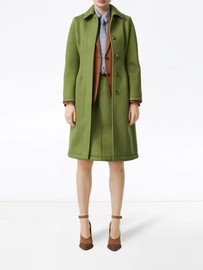 Shop Burberry Bonded Neoprene Tailored Car Coat In Green