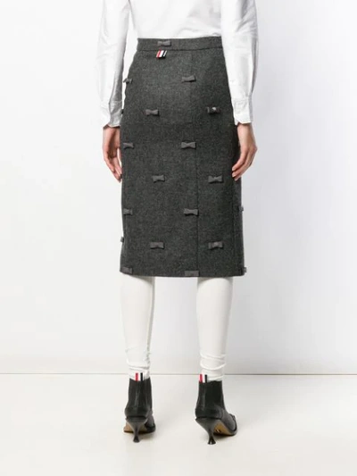 Shop Thom Browne Bow Embroidery Pencil Skirt In Grey