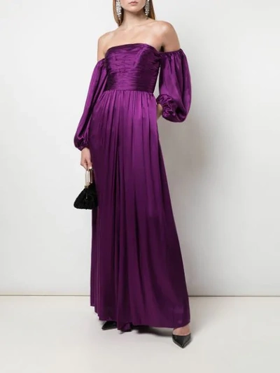 Shop Amur Ollie Off-the-shoulder Jumpsuit In Purple