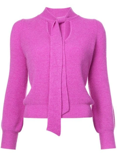 Shop Co Neck-tied Fitted Sweater In Pink