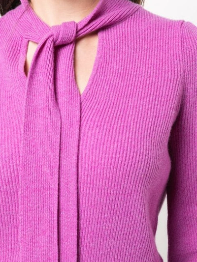 Shop Co Neck-tied Fitted Sweater In Pink