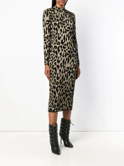 Shop Versace Leopard Print Dress - Neutrals