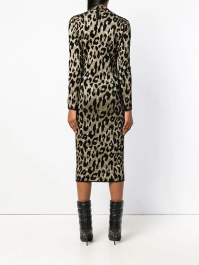 Shop Versace Leopard Print Dress - Neutrals