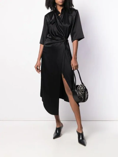 Shop Nanushka Lais Draped Front Satin Dress In Black