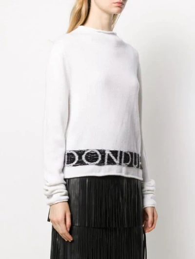 Shop Dondup Intarsia-knit Jumper In White
