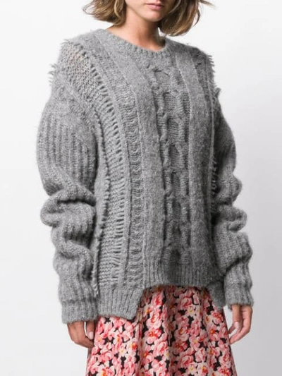Shop Stella Mccartney Cable Knit Sweater In Grey