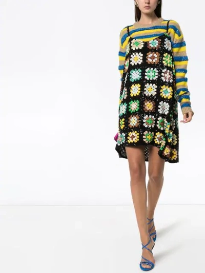 Shop Ashish Sequin-embellished Crochet Mini Dress In Multicolour