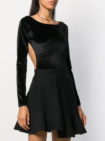 Shop Oseree Slim-fit Backless Bodysuit In Black