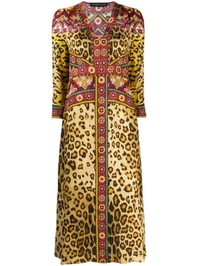 Shop Etro Leopard-print Midi Dress In Brown